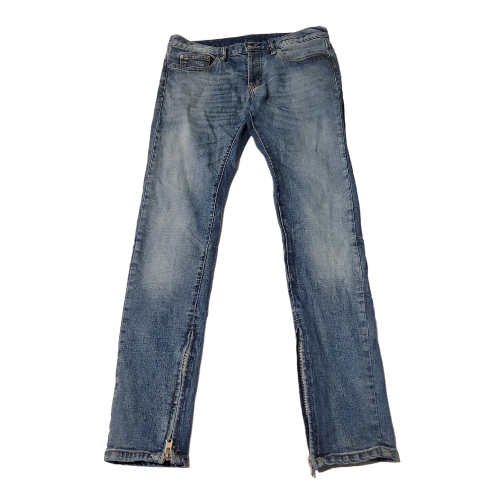 MNML Men's Size 31 (33x33)* Button Fly Blue Jeans Zip Leg Slim Straight